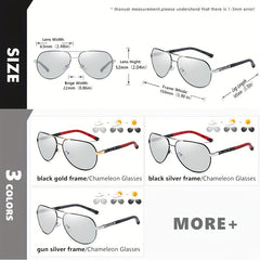 CoolPandas Aviation Sunglasses - Men's Photochromic Polarized Anti Glare Eyewear