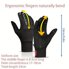 Men's Winter Cycling Gloves Windproof Waterproof Fleece Warm Touch Screen