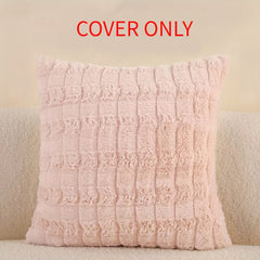 Velvet Soft Solid Decorative Square Throw Pillow Covers Set Ivory 18x18 Inch