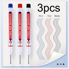 3pcs Deep Hole Lengthened Head Marker Pen Ceramic Tile Deep Hole Marker Pen