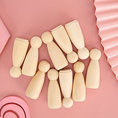 10pcs 65mm Wooden Peg Doll Bodies Unfinished People Shapes Angel Dolls DIY Craft