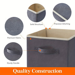 1pc Foldable Storage Fabric Box Dormitory Storage Box Gray Beige
