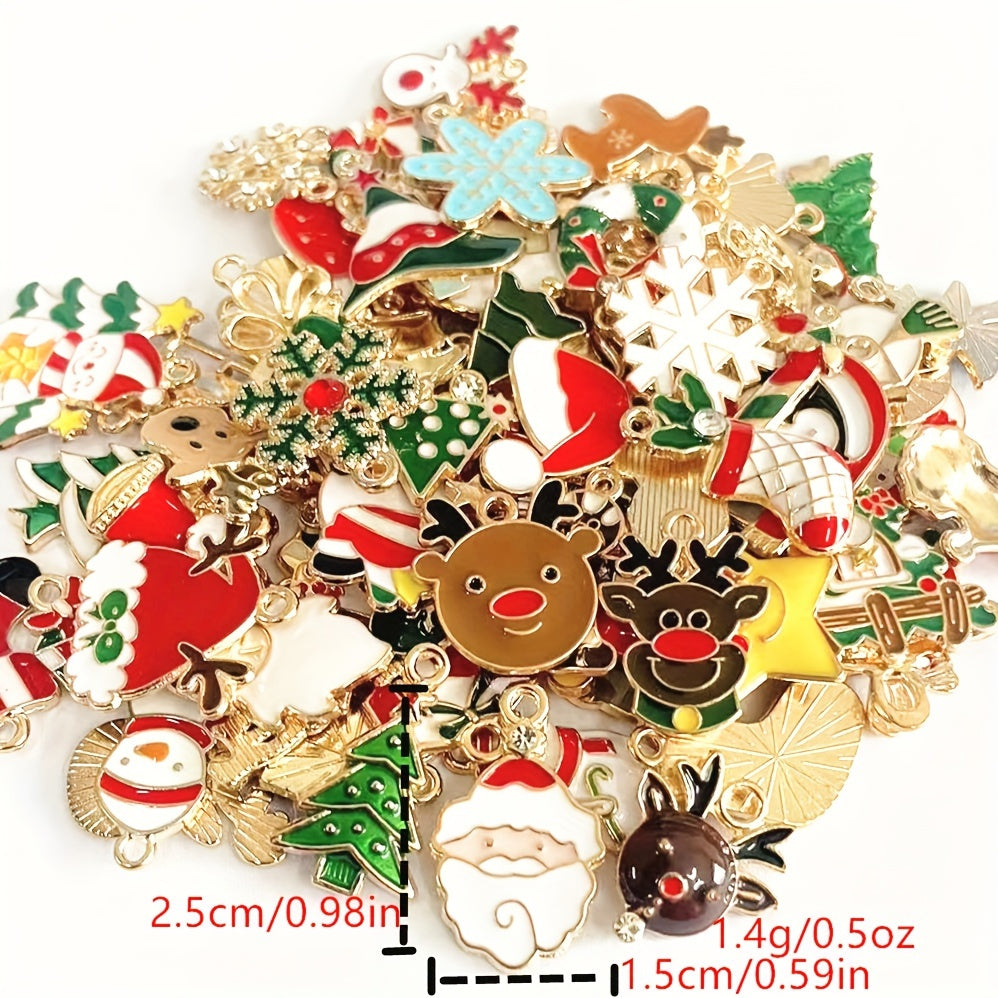 200pcs Mix Random Christmas Drop Alloy Pendant Enamel Charms for DIY Jewelry