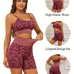 Leopard Print Bra & Panties Set Full Coverage & High Waist Elastic Lingerie