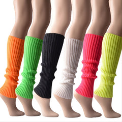 Women's 80s Ribbed Leg Warmers Knitted Crochet Long Boot Socks