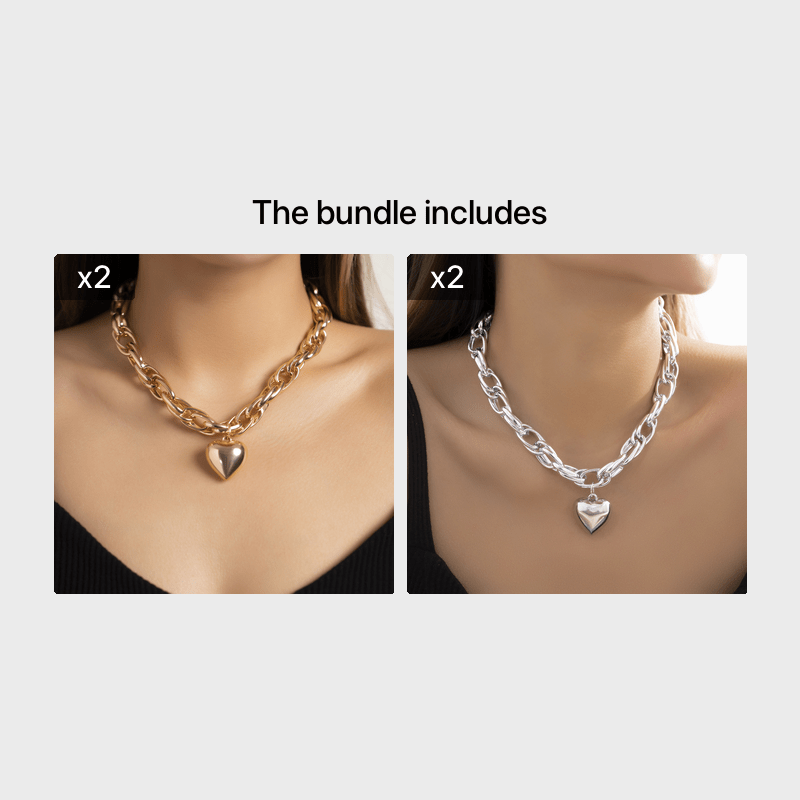 Women's Hip Hop Heart Chain Necklace
