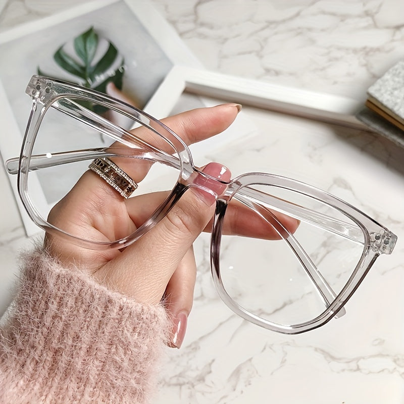 Square Anti Light Glasses For Women Men Students Jelly Lightweight Frame