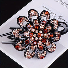 Women Rhinestone Hair Clip Large Glitter Flower Duck Billed Clip