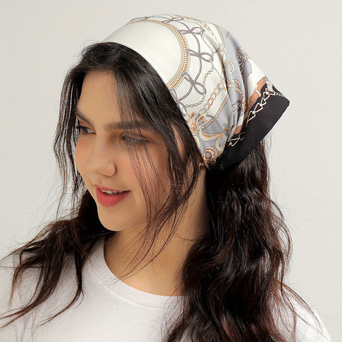 Satin Silk Feeling Scarf Bandana Headband Baroque Style Hair Accessories
