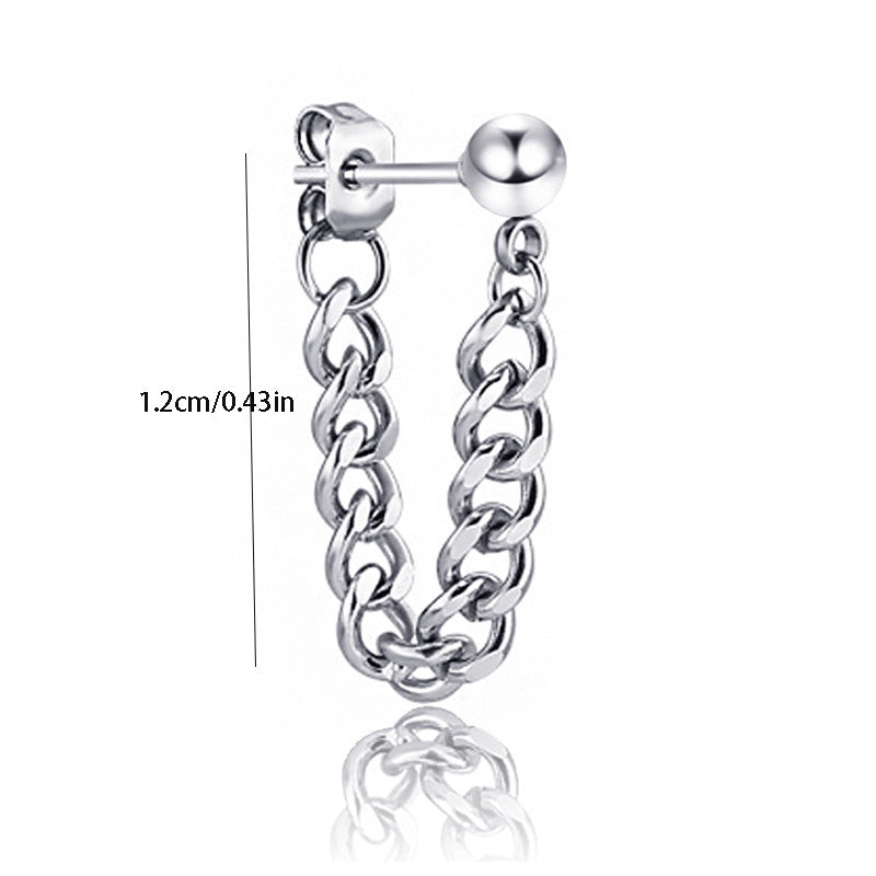 Men's Silver Stud Earrings Small Steel Ball Stainless Steel