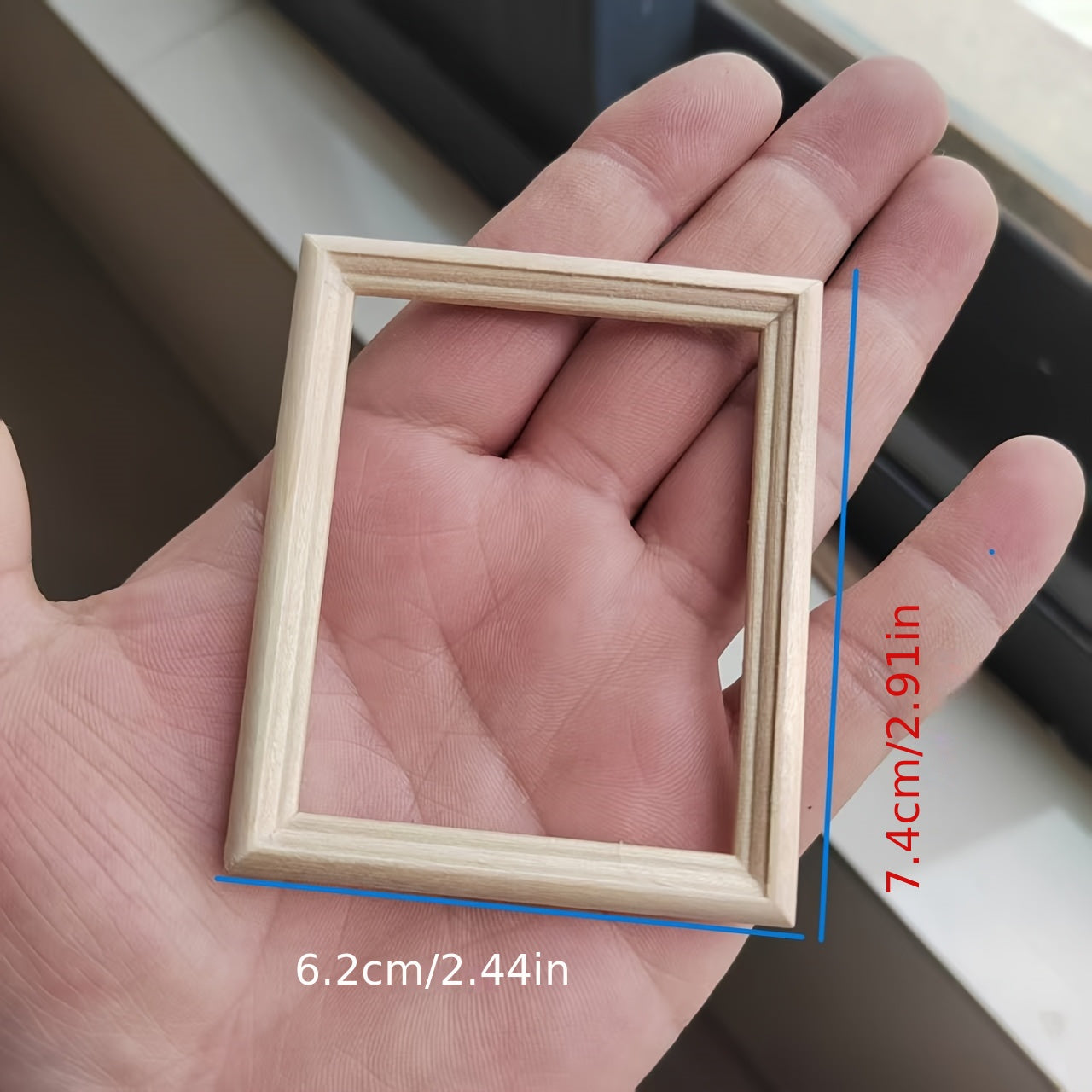 Mini Wooden Photo Frame for Dolls Beige Decor DIY Craft Doll Accessory