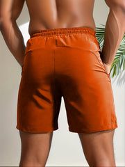 Quick Dry Comfy Men's Casual Zip Pockets Stretch Waist Drawstring Shorts