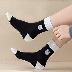 5 Pairs Floral & Bunny Print Socks Mid Tube Women's Stockings