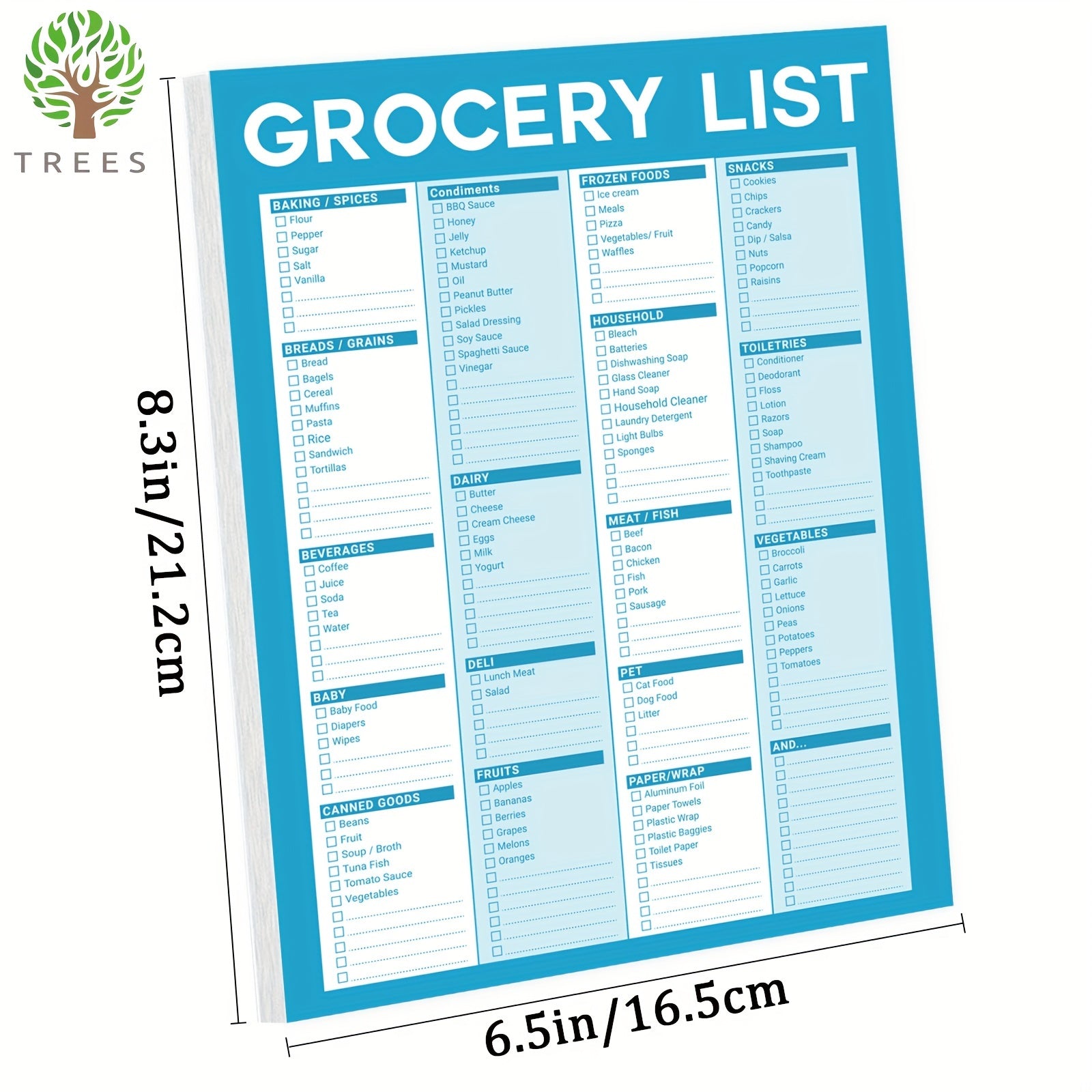 Trees Grocery List Magnet Pad For Fridge 52 Sheets