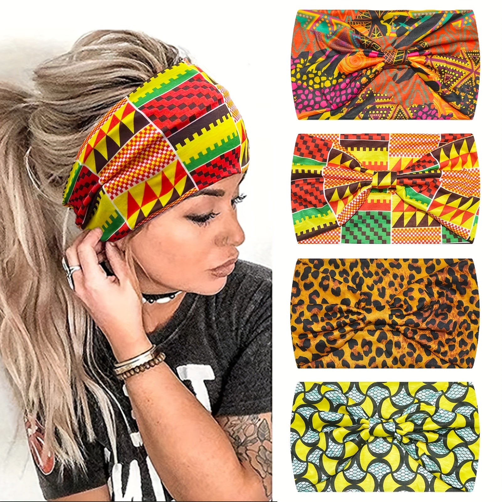 Boho Leopard Pattern Headband for Women Girls
