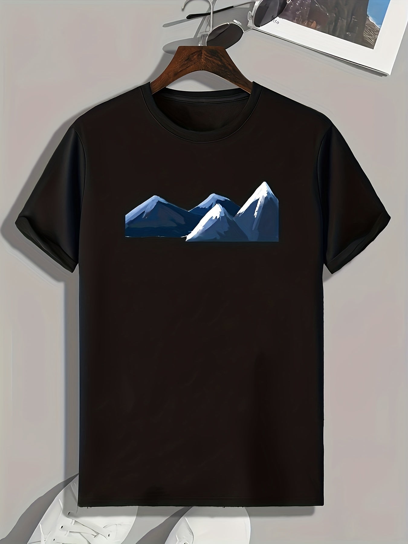 Snow Mountain Print Comfy Tee For Outdoor Summer