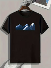 Snow Mountain Print Comfy Tee For Outdoor Summer