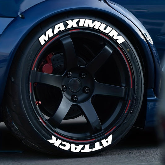 8pcs MAXIMUM ATTACK Tire Letters Decals