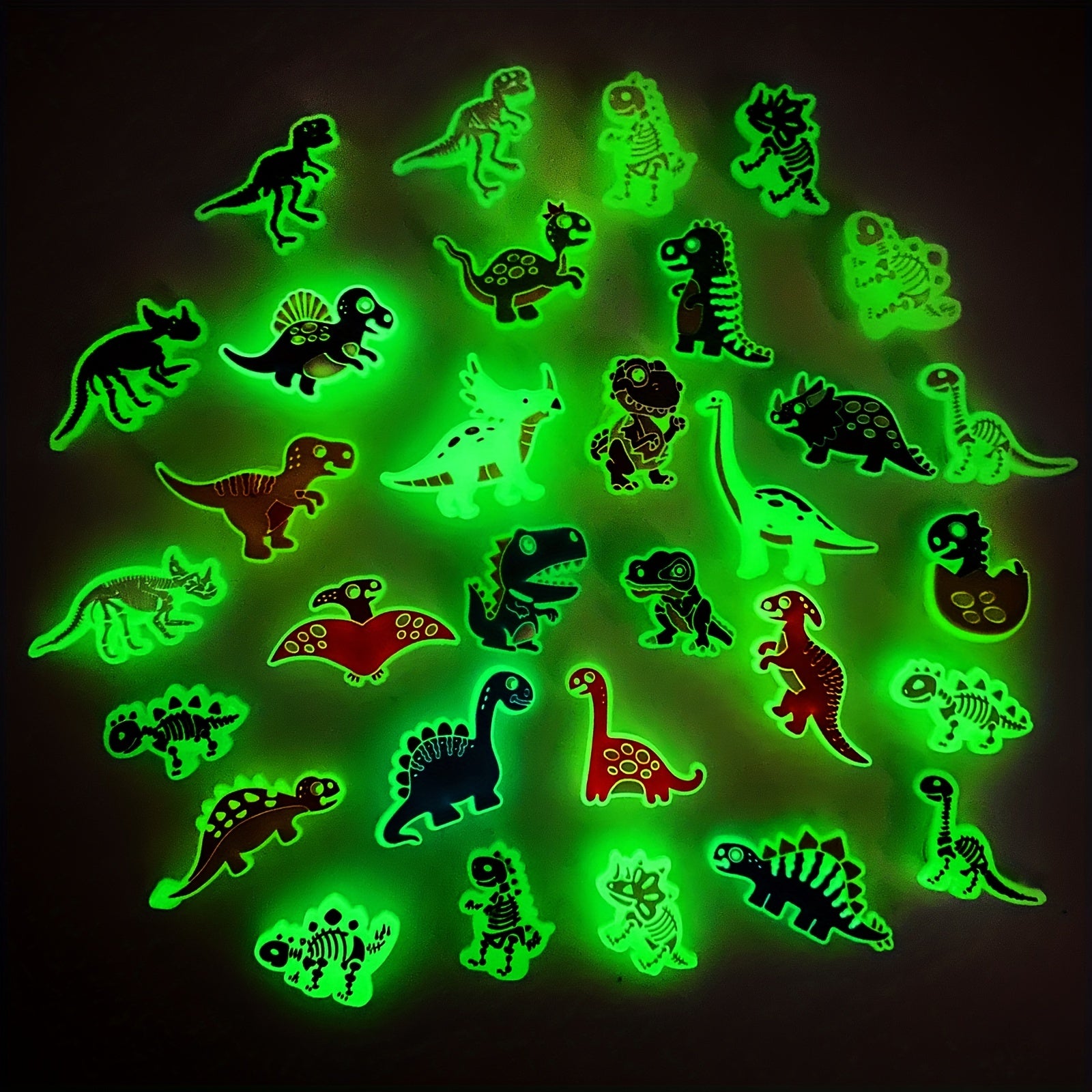 82pcs Dinosaur Shoe Charms For Crocs Luminous Decoration Boys PVC Pins Bracelets