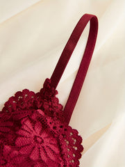 3pcs Lace Bralettes Scallop Trim Bra Women's Lingerie