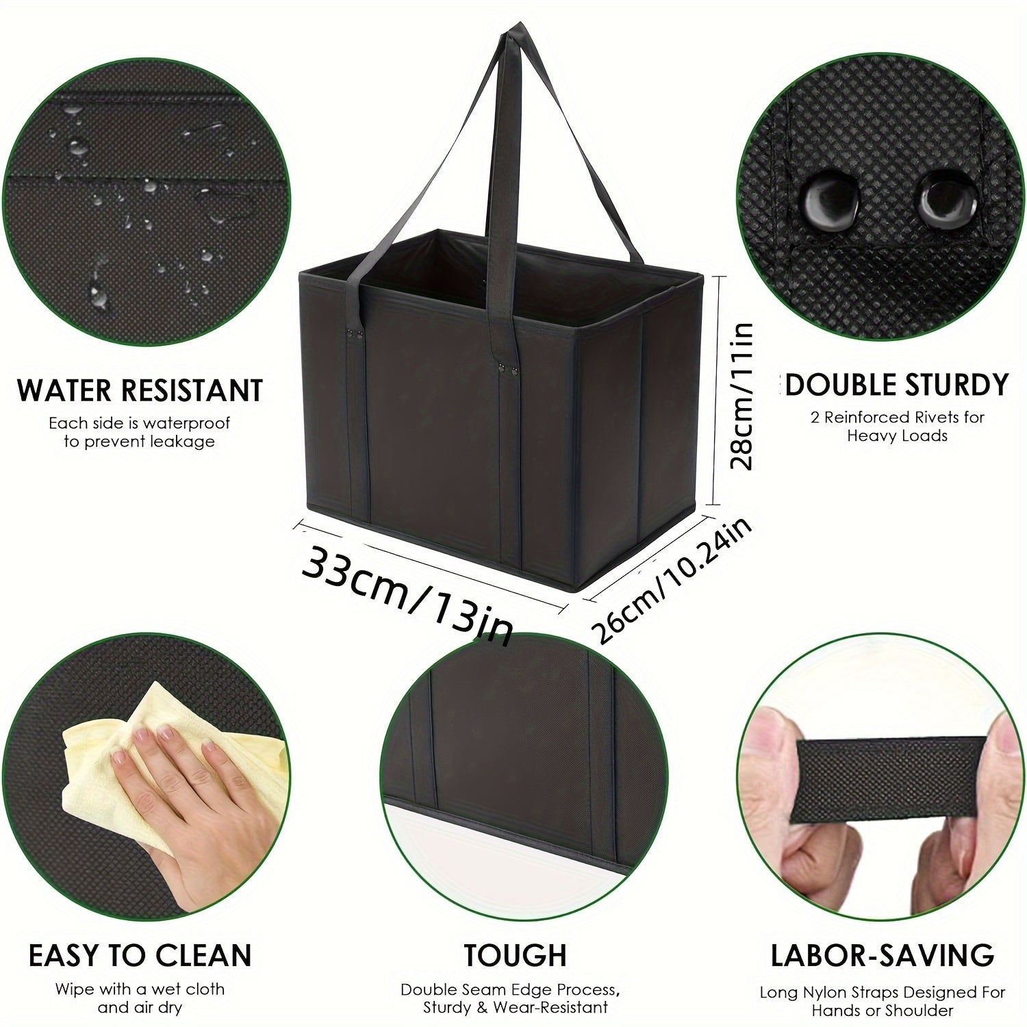 3pcs Insulated Reusable Grocery Bag Large Capacity Shopping Bag