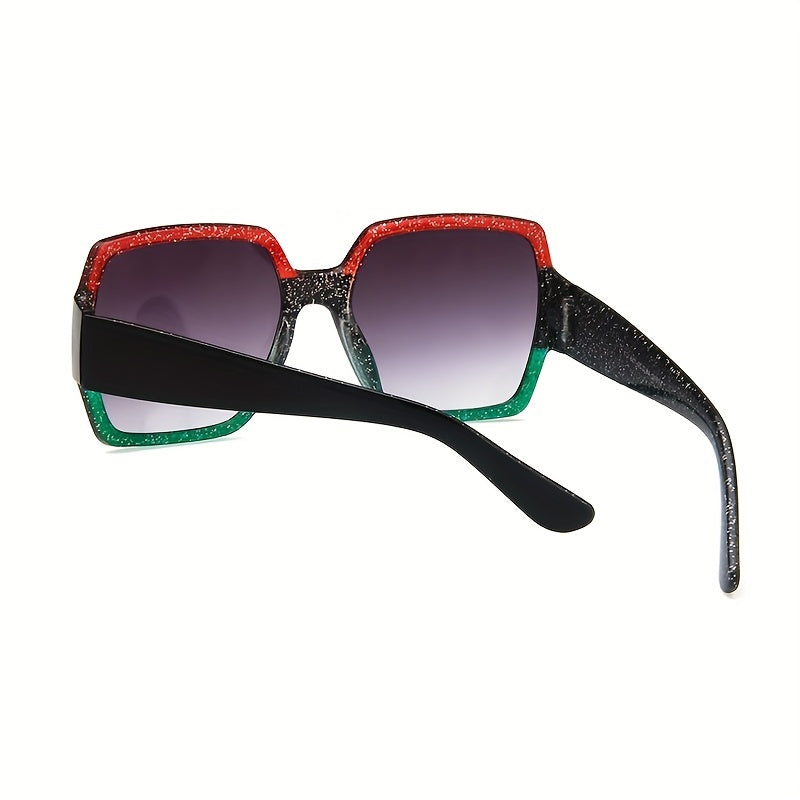 Oversize Cat Eye Block Shinning Frame Sunglasses UV Protection