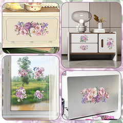 Purple Dreamy Flowers Transfer Decals, 3pcs