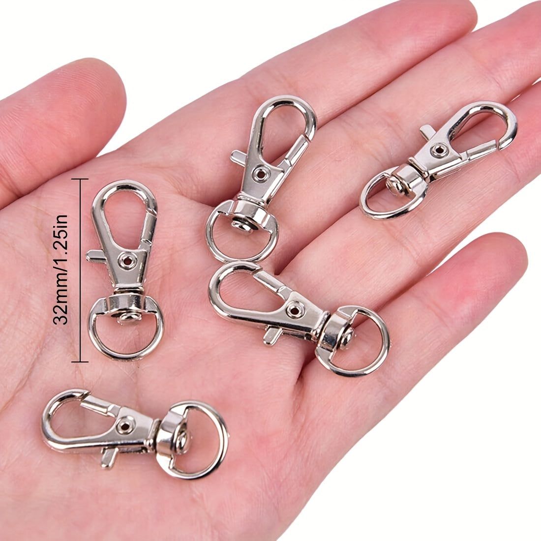 20pcs Stainless Steel Keychain DIY Hook Buckle Swivel Joint Key Chain Accessorie
