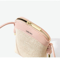 Straw Zipper Crossbody Bag All Match Shoulder Coin Purse