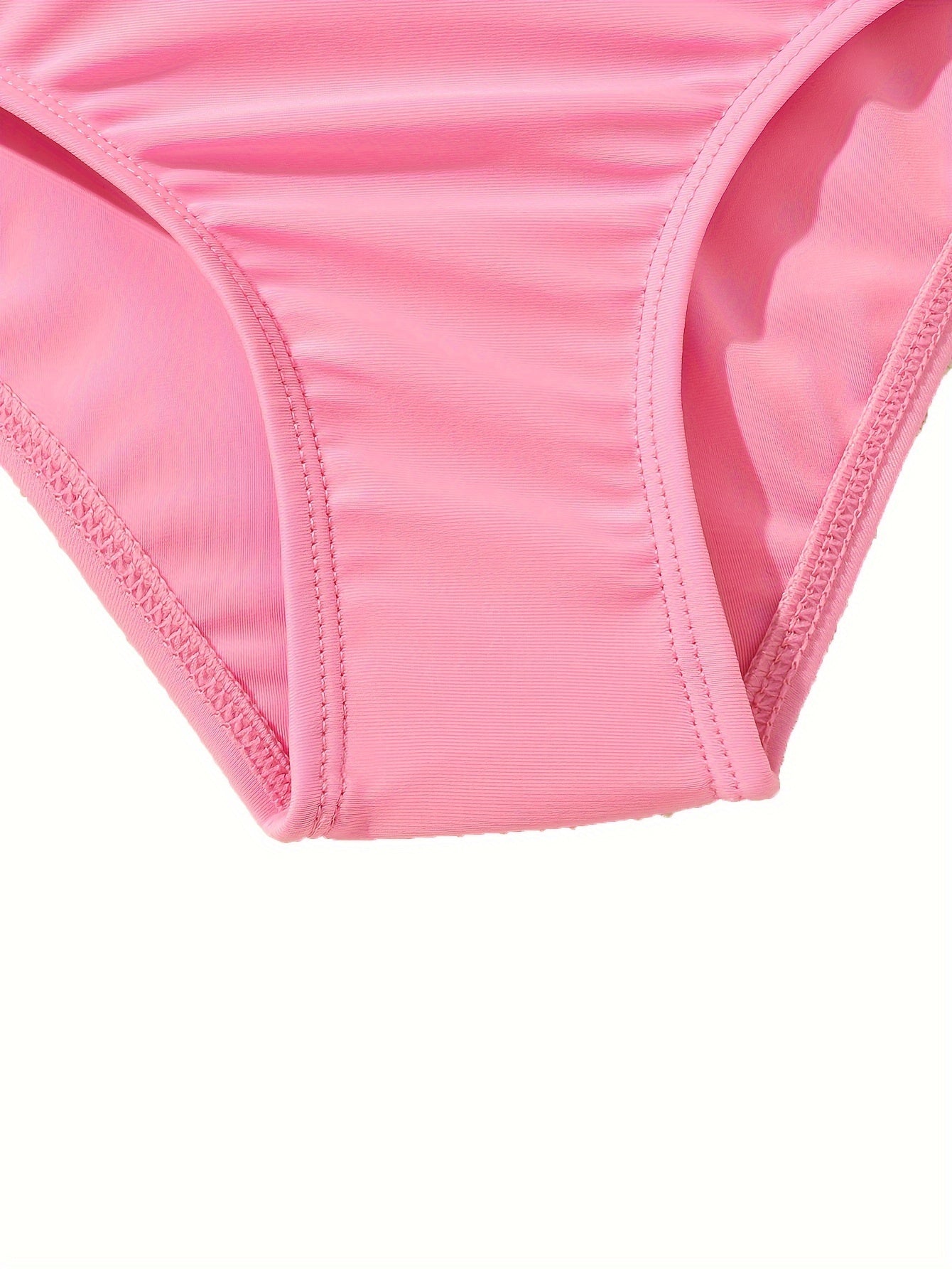 2pcs Girls Flamingo Sporty Swimsuit Set Long Sleeve Top Briefs