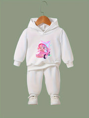 Cartoon Girl Driving Car Print Hoodie & Sweatpants Set