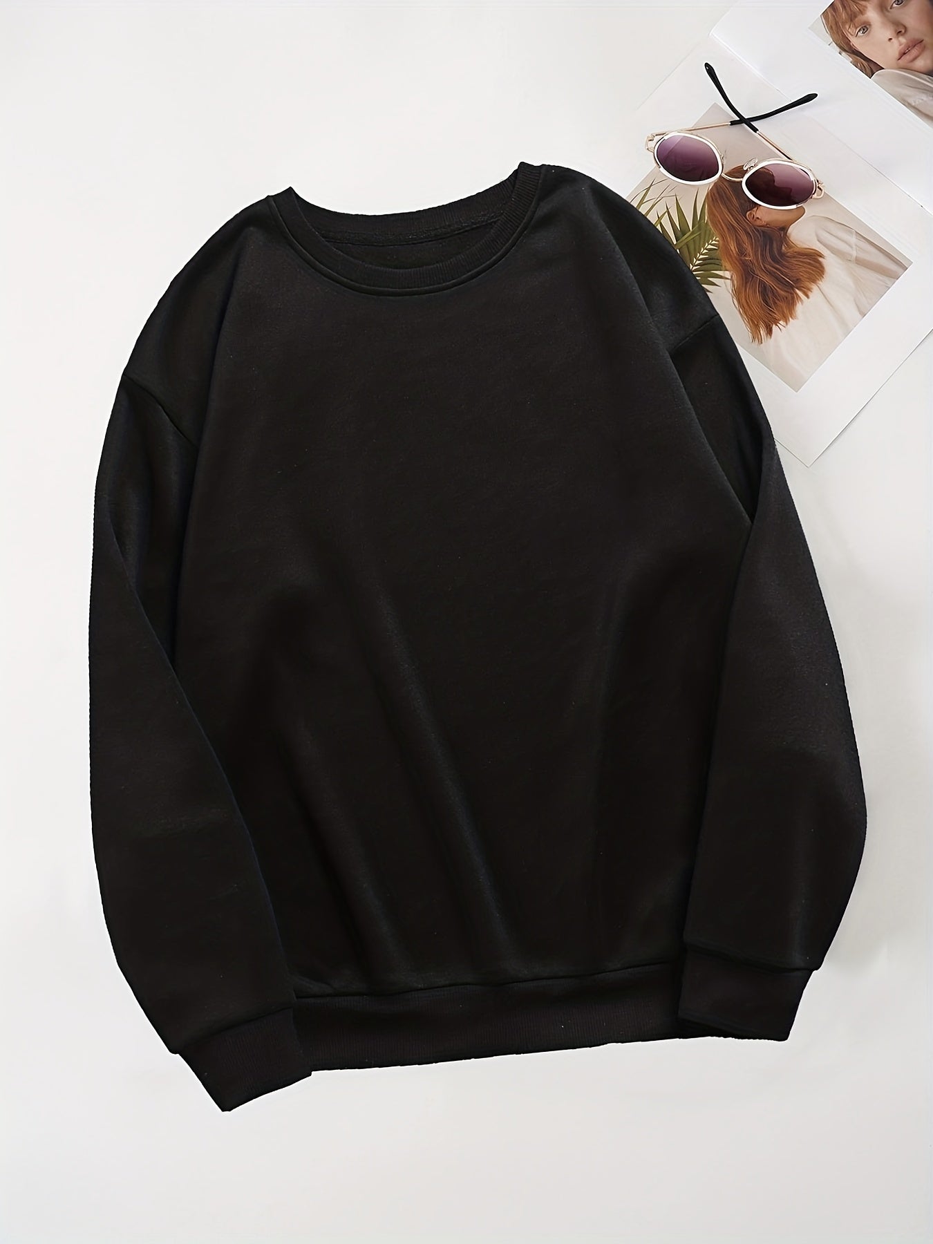 Oversized Crew Neck Long Sleeve Sweatshirt Women's Casual Basic Top