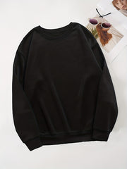 Oversized Crew Neck Long Sleeve Sweatshirt Women's Casual Basic Top