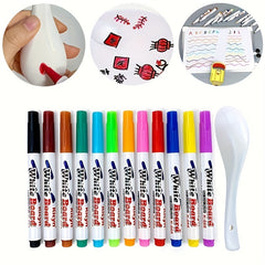 12pcs Water Painting Pen Whiteboard Markers Floating Ink Doodle Water Pens