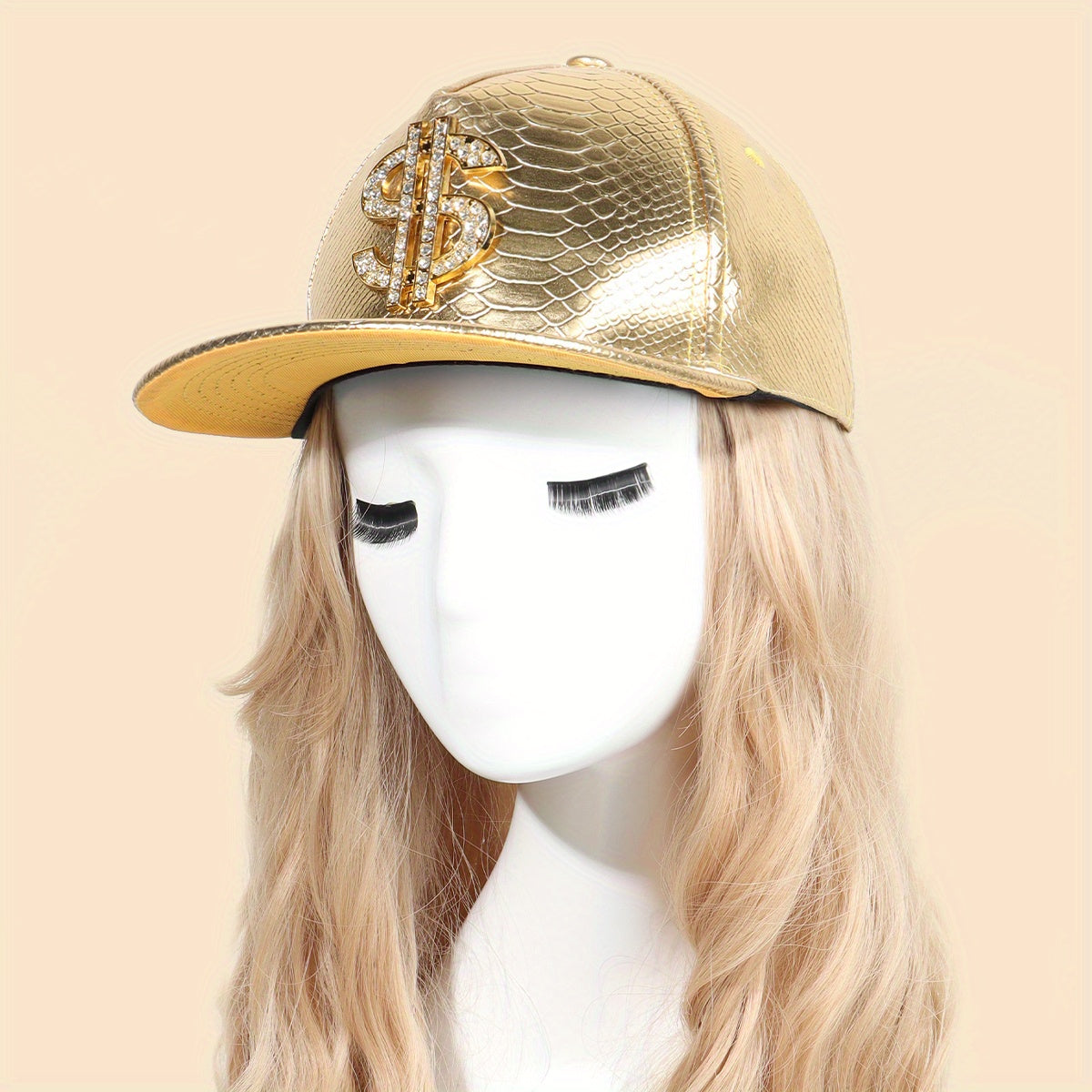 Dollar Label Snapback Hat Golden Crocodile Baseball Cap