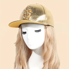 Dollar Label Snapback Hat Golden Crocodile Baseball Cap