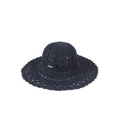 Boho Crochet Straw Visor Hat Metal Label Lightweight Sunscreen Cap