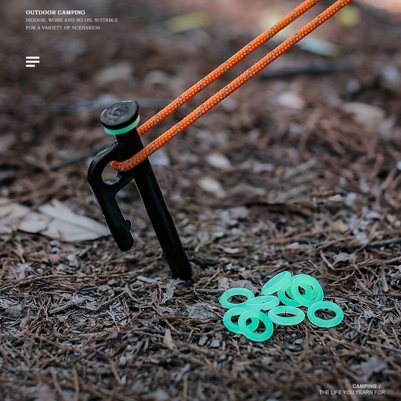 6pcs Windproof Ground Nails with Luminous Ring & Storage Bag
