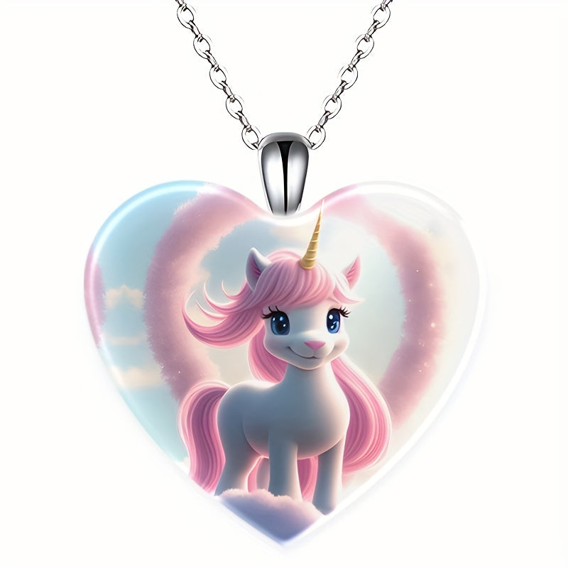 Unicorn Crystal Pendant Necklace Hip Hop Jewelry Men Women Gift