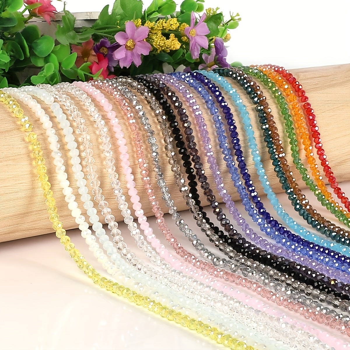 3x4mm Crystal Flat Beads DIY Glass Colorful Beads String Bracelet Necklace