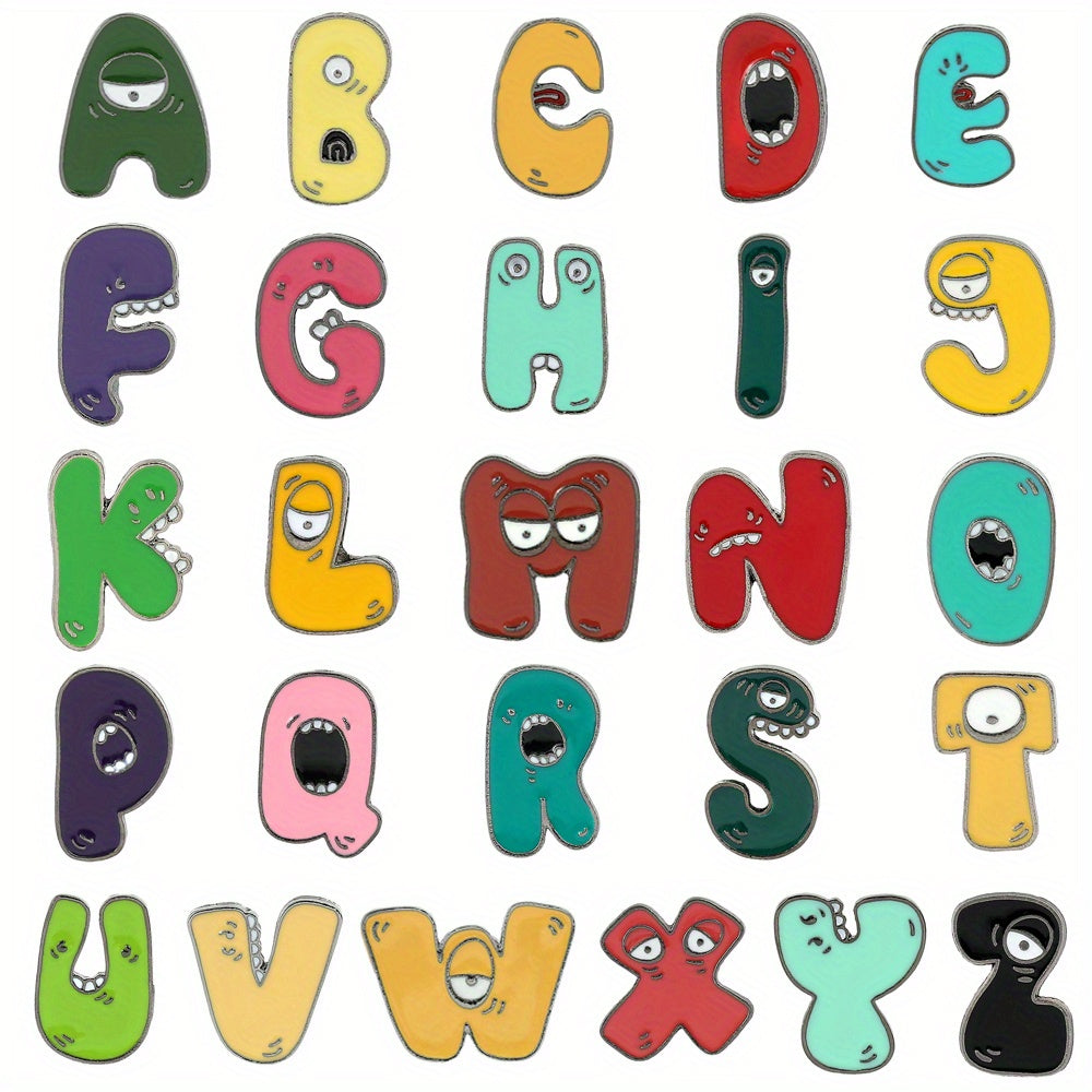 Funny Letter Enamel Pins Metal Badges Cartoon Brooches Hat Backpacks