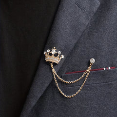 Men's Crown Brooch Decor Cufflink Set