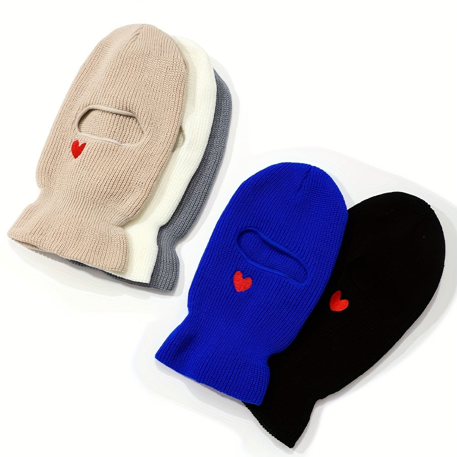 Heart Embroidered Cycling Balaclava Hat