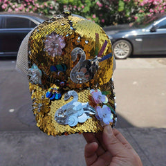 Sequin Baseball Cap Hip Hop Adjustable Trucker Hat