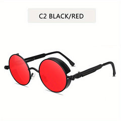 Steampunk Sunglasses Vintage Round Classic Mirrored Glasses
