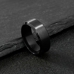 Stainless Steel Ring Matte Finish Beveled Polished Edge Comfort Fit