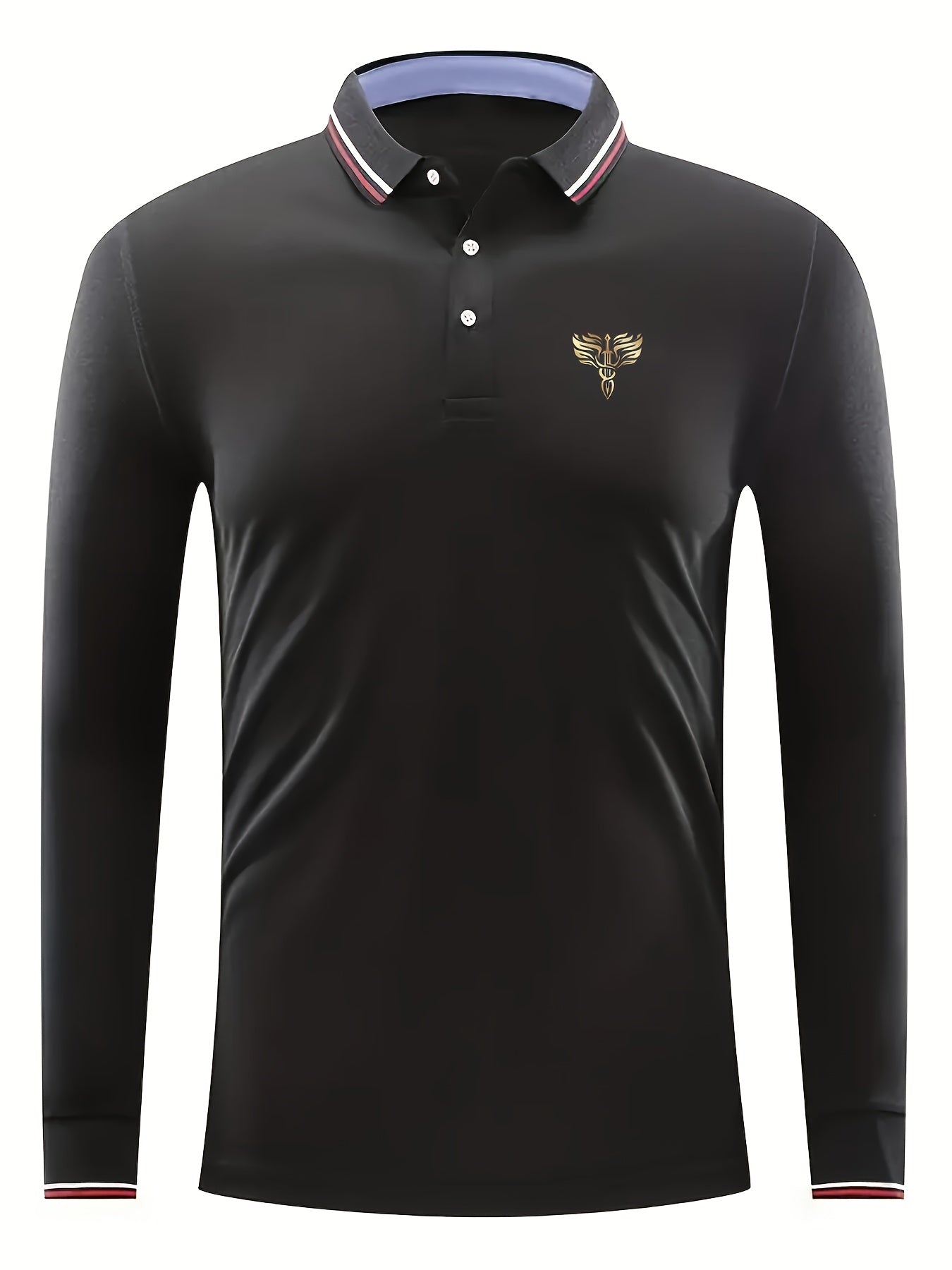 Men's Sword Wings Print Long Sleeve Golf Shirt