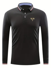 Men's Sword Wings Print Long Sleeve Golf Shirt