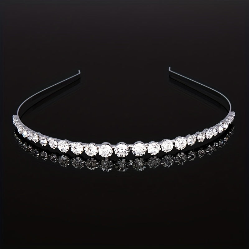 Rhinestone Decor Headband Metal Head Hoop Skinny Hair Band Glitter Headdress