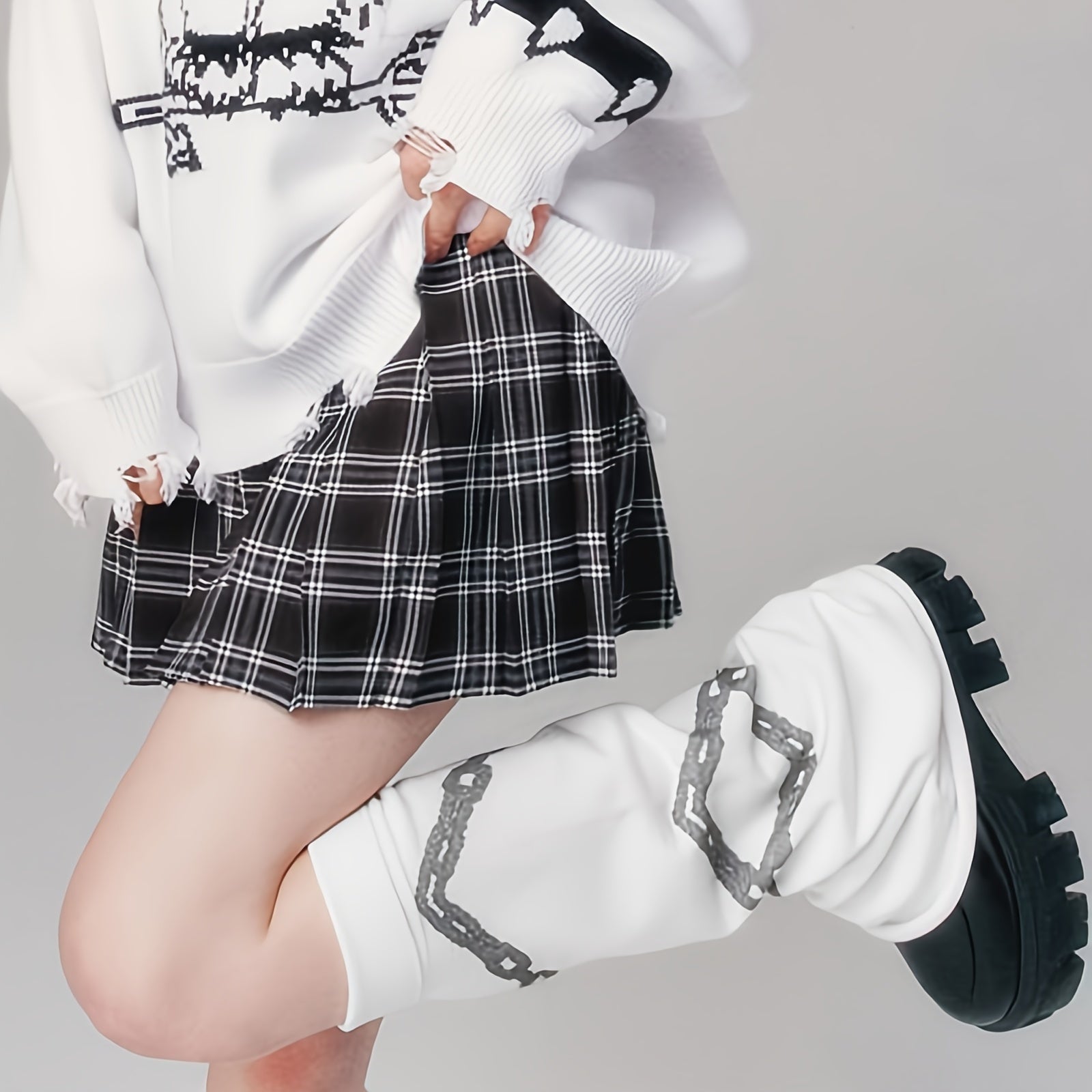 Chain Print Leg Warmers Comfy All Match Socks